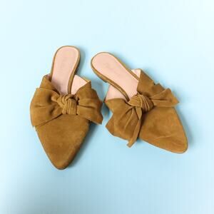 Madewell Remi Bow Suede Pointed Toe Mule Flats Size 7.5 Casual Slip On Spice